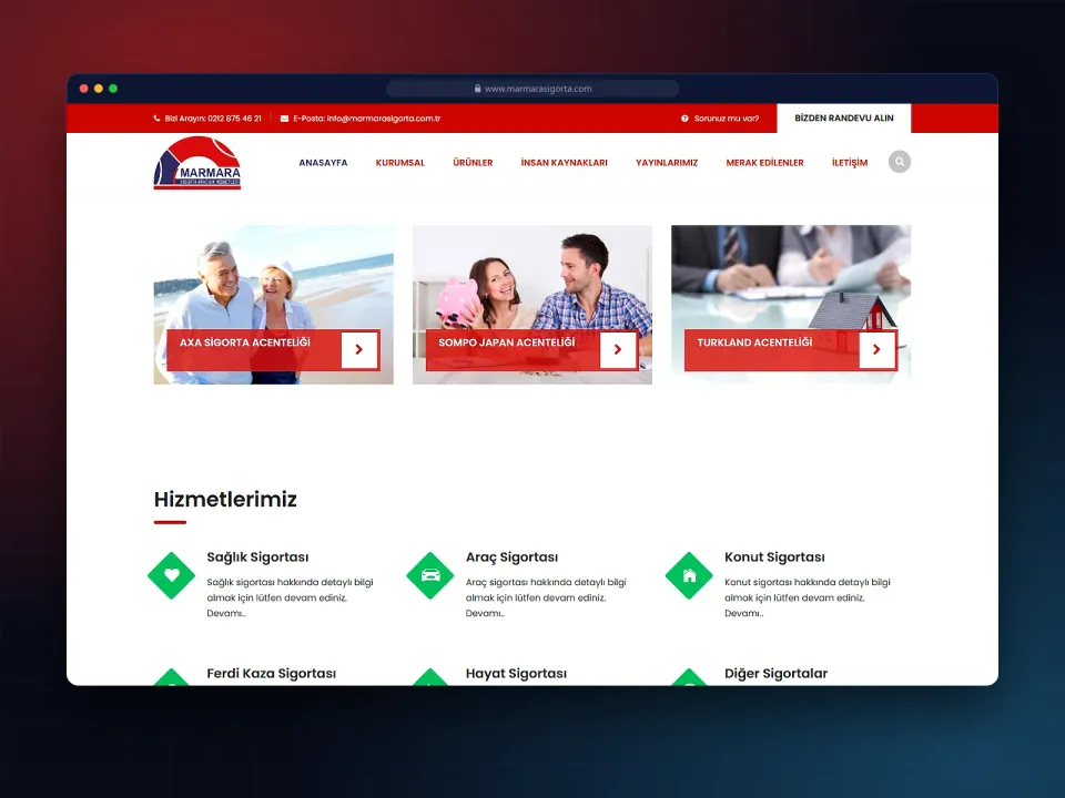 Marmara Sigorta web sitesi